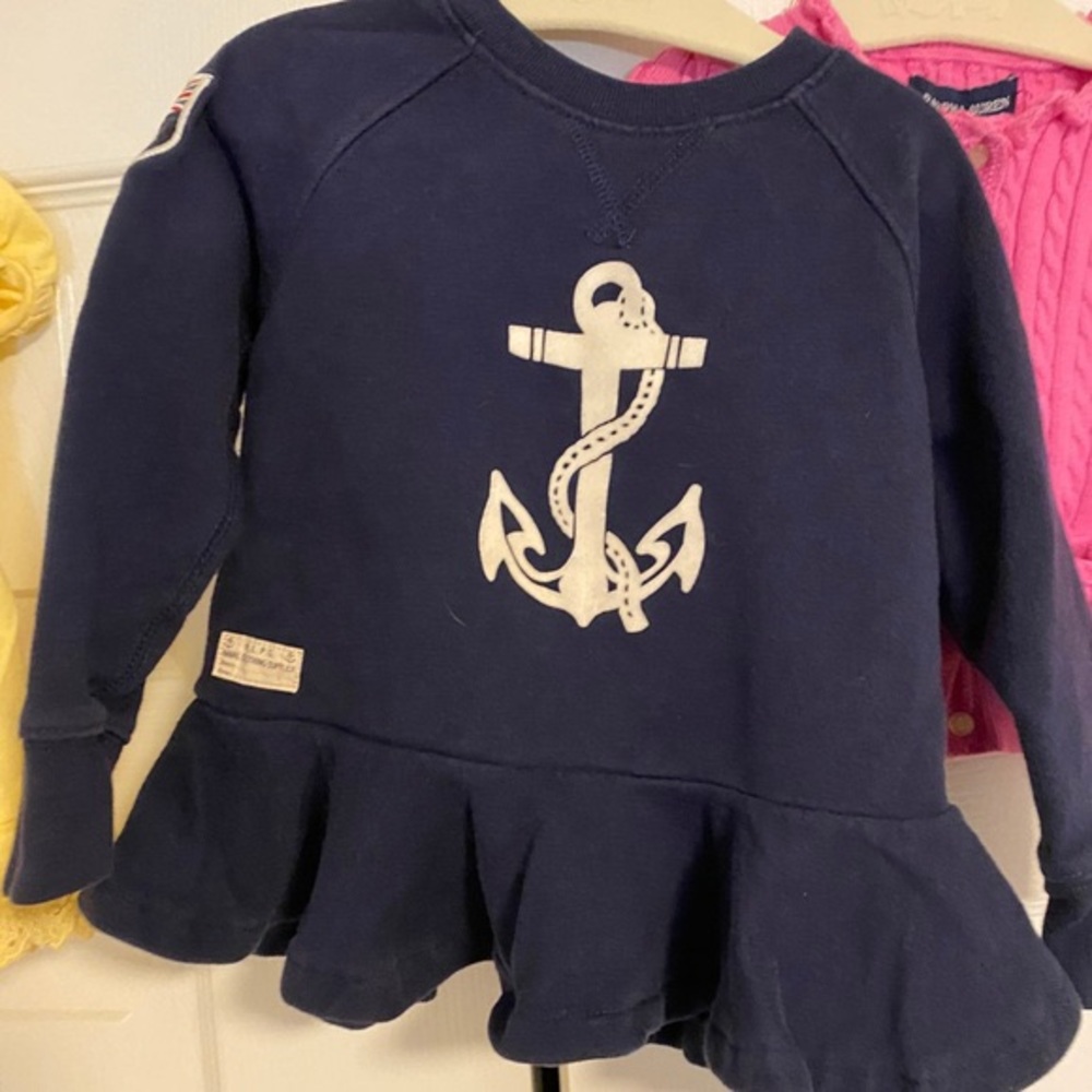 Baby Girls Ralph Lauren Anchor Peplum Sweatshirt